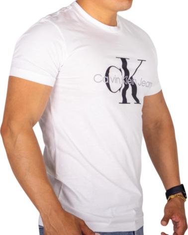 CALVIN KLEIN SLIM T-SHIRT WEISS MIT MONOGRAMM