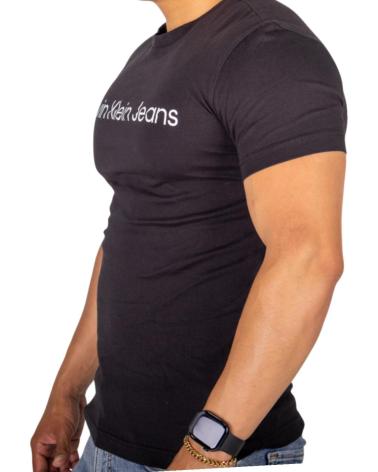 CALVIN KLEIN JEANS T-SHIRT LOGO WEISS AUF SCHWARZ