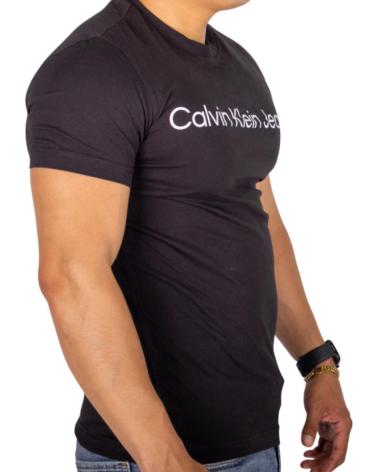 CALVIN KLEIN JEANS T-SHIRT LOGO WEISS AUF SCHWARZ