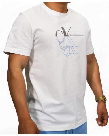 CALVIN KLEIN WEISSES BASIC 3D MONOGRAMM T-SHIRT