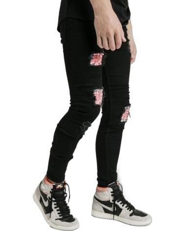SIKSILK JEANS ILLUSIVE LONDON NINO CON PARCHE DISTRESSED FLORAL NEGR
