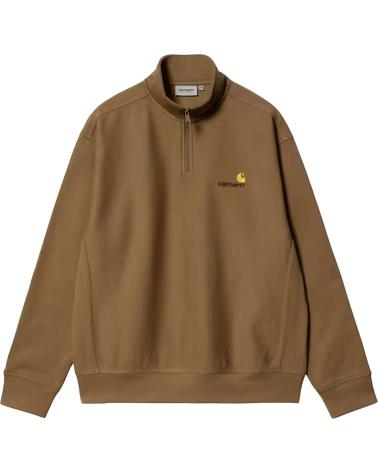CARHARTT WIP SUDADERA HALF ZIP AMERICAN SCRIPT SWEAT HAMILTON BROWN NAN