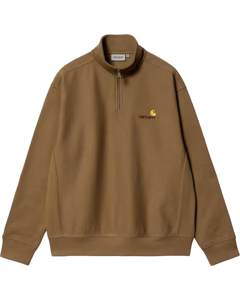 CARHARTT WIP SUDADERA HALF ZIP AMERICAN SCRIPT SWEAT HAMILTON BROWN NAN