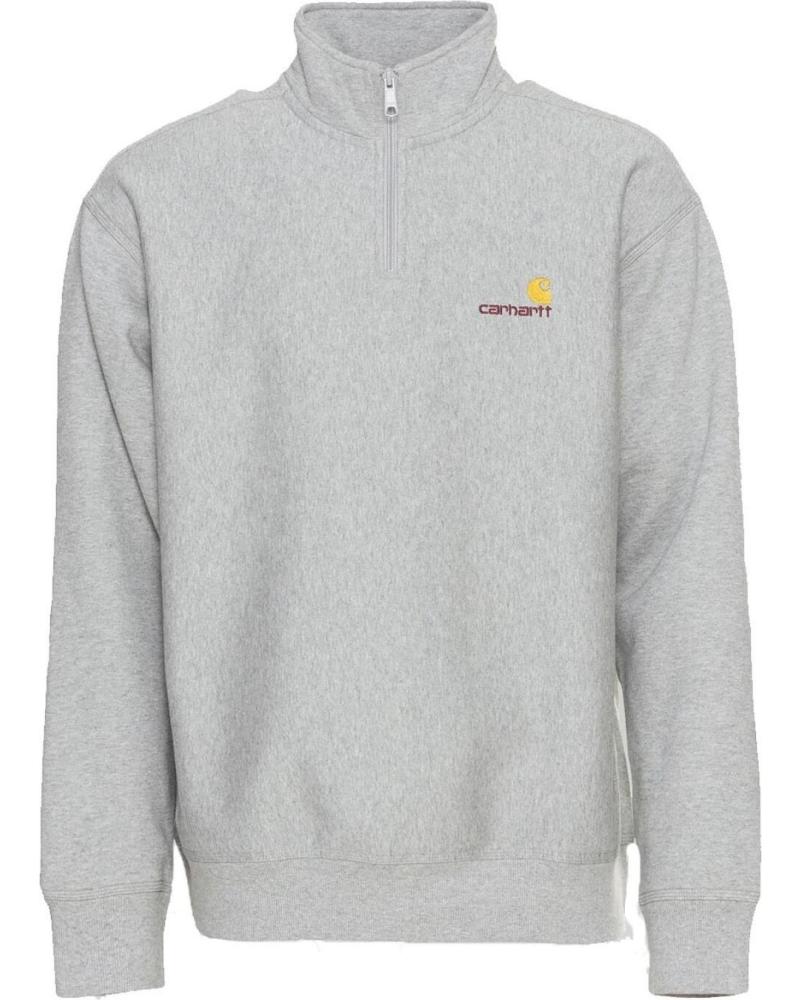 CARHARTT WIP SUDADERA HALF ZIP AMERICAN SCRIPT SWEAT GREY HEATHER NAN