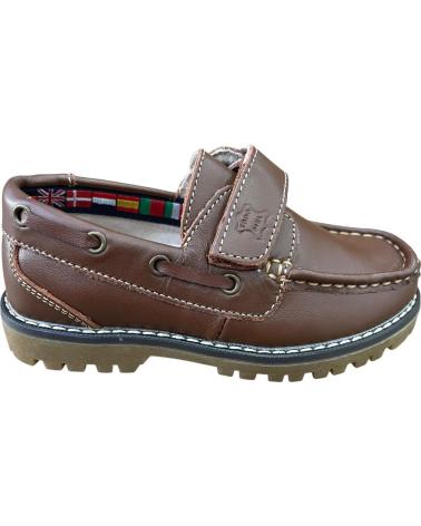 BUBBLE BOBBLE LEATHER BOAT SHOE A766 BROWN WITH VELCRO MARRóN