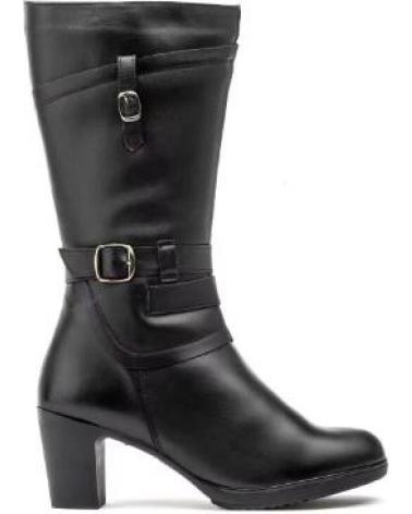JAM BLACK LEATHER BOOTS WITH HEEL AND BUCKLE DETAIL NEGRO