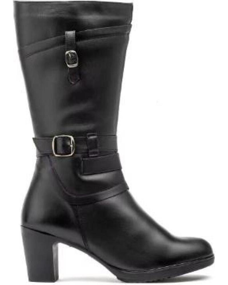 JAM BLACK LEATHER BOOTS WITH HEEL AND BUCKLE DETAIL NEGRO