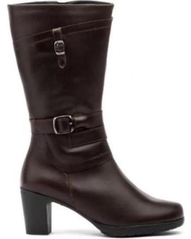 JAM BROWN LEATHER BOOTS WITH HEEL AND BUCKLE DETAIL MARRóN