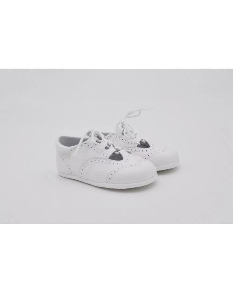 ANGELITOS ZAPATO INGLESITO RESPETUOSO DE PIEL TALLAS 20 A 27 MODELO 54 BLANCO