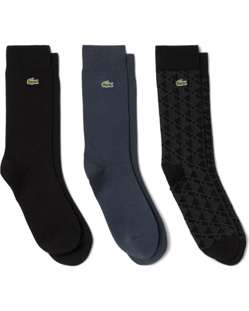 LACOSTE SOCKEN 3ER-PACK KROKODIL-STICKEREI SCHWARZ UND GRAU NAN