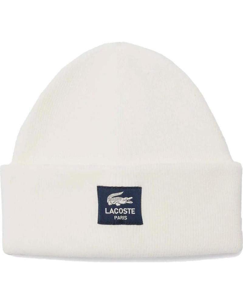 LACOSTE GORRO DE CANALE DE ALGODON CON INSIGNIA SQUARE LOGO BLANCO W NAN