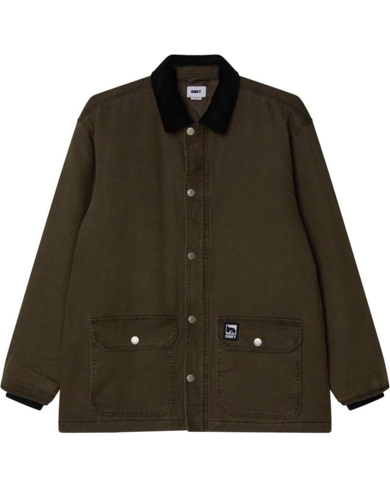 OBEY NORTON BARN COAT JACKET BLACK OLIVE FADED WASH NAN