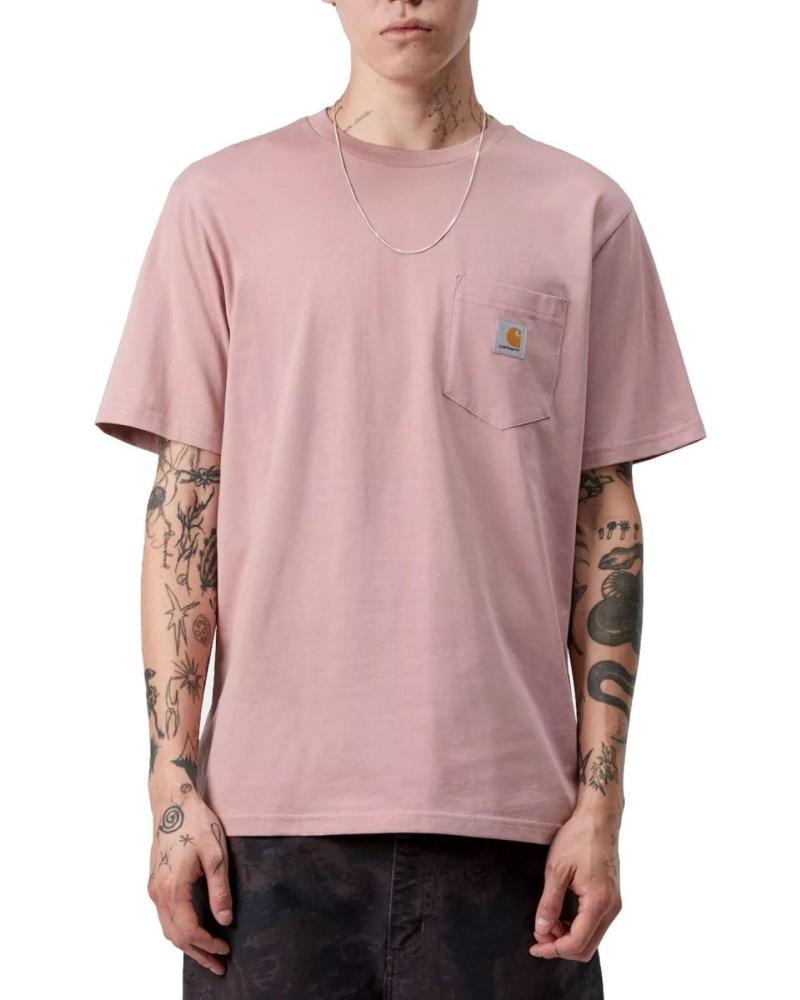 CARHARTT WIP T-SHIRT BOLSO MANGA CURTA ROSA GLASSY PINK NAN