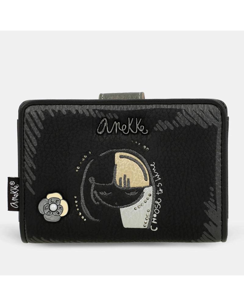 PORTAFOGLIO MEDIO ANEKKE NATURE KOKO RFID NERO 41869-902 NEGRO