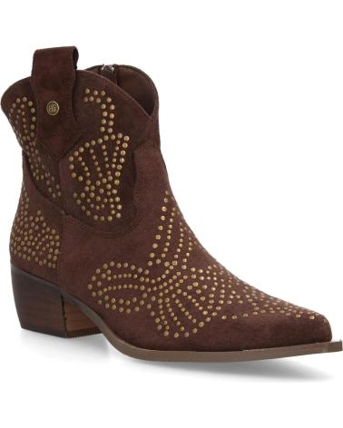 PUNTOSALAO BOTINES ESTILO CAMPERO TACON MEDIO DE MUJER COLOR MARRON A-5 VARIOS COLORES