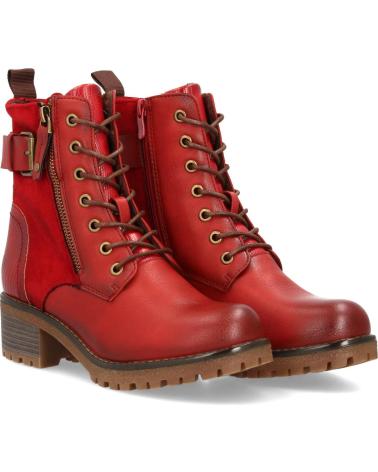 PUNTOSALAO BOTINES ESTILO LENADOR TACON MEDIO DE MUJER COLOR ROJO 8126 VARIOS COLORES