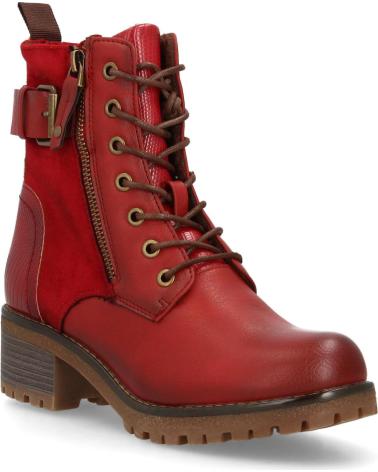PUNTOSALAO BOTINES ESTILO LENADOR TACON MEDIO DE MUJER COLOR ROJO 8126 VARIOS COLORES