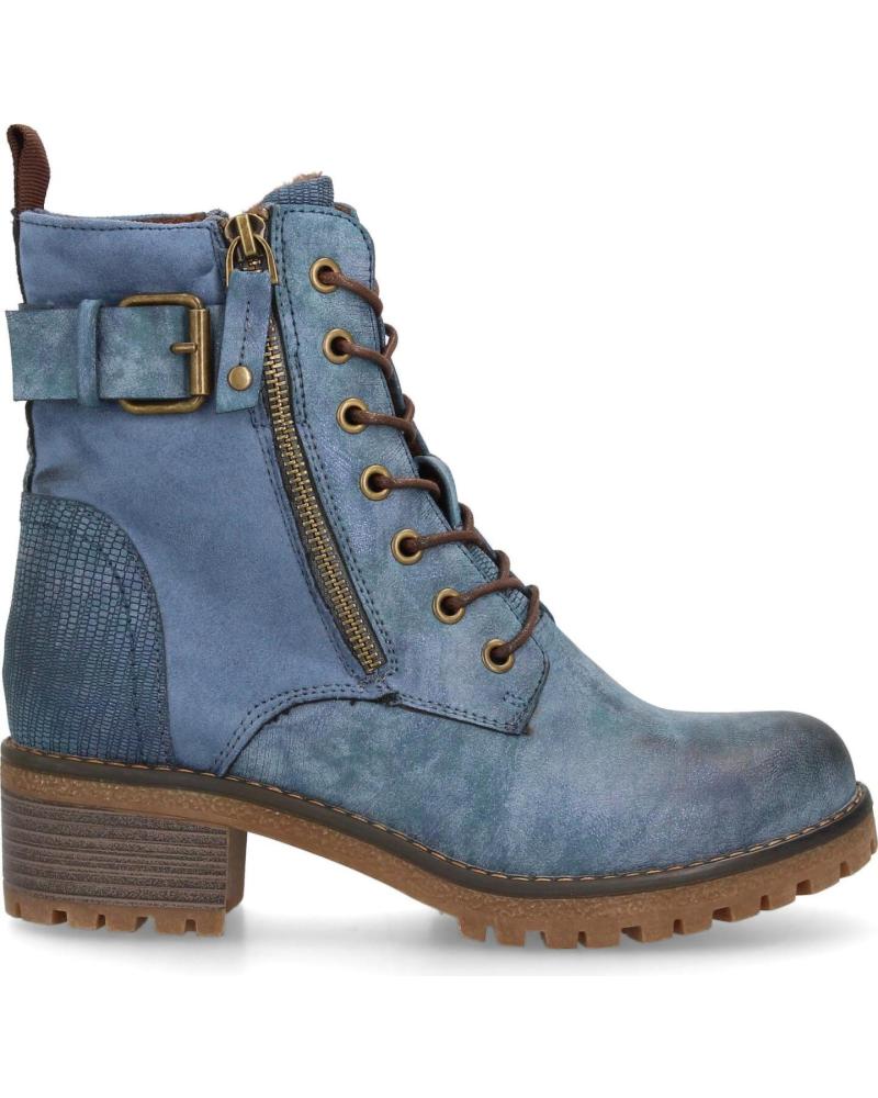 PUNTOSALAO BOTINES ESTILO LENADOR TACON MEDIO DE MUJER COLOR AZUL 8126 VARIOS COLORES