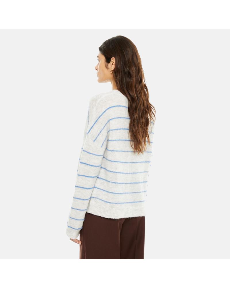 PULL SYSTEM ACTION EN MAILLE RAYÉE TONS BLANCS ET BLEUS NAN