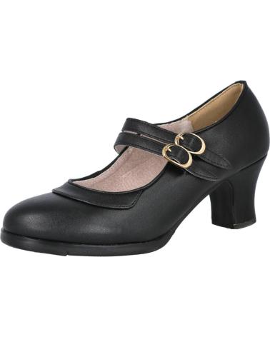 ZAPATO FLAMENCO BUBBLE BOBBLE EL ROCÍO 11907 DOBLE SUELA 2 CORREAS NEGRO NEGRO