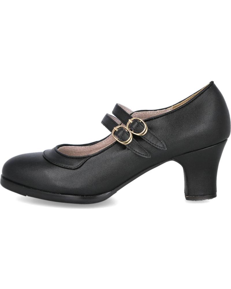 ZAPATO FLAMENCO BUBBLE BOBBLE EL ROCÍO 11907 DOBLE SUELA 2 CORREAS NEGRO NEGRO