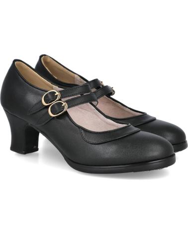 ZAPATO FLAMENCO BUBBLE BOBBLE EL ROCÍO 11907 DOBLE SUELA 2 CORREAS NEGRO NEGRO