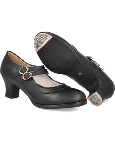 ZAPATO FLAMENCO BUBBLE BOBBLE EL ROCÍO 11907 DOBLE SUELA 2 CORREAS NEGRO NEGRO