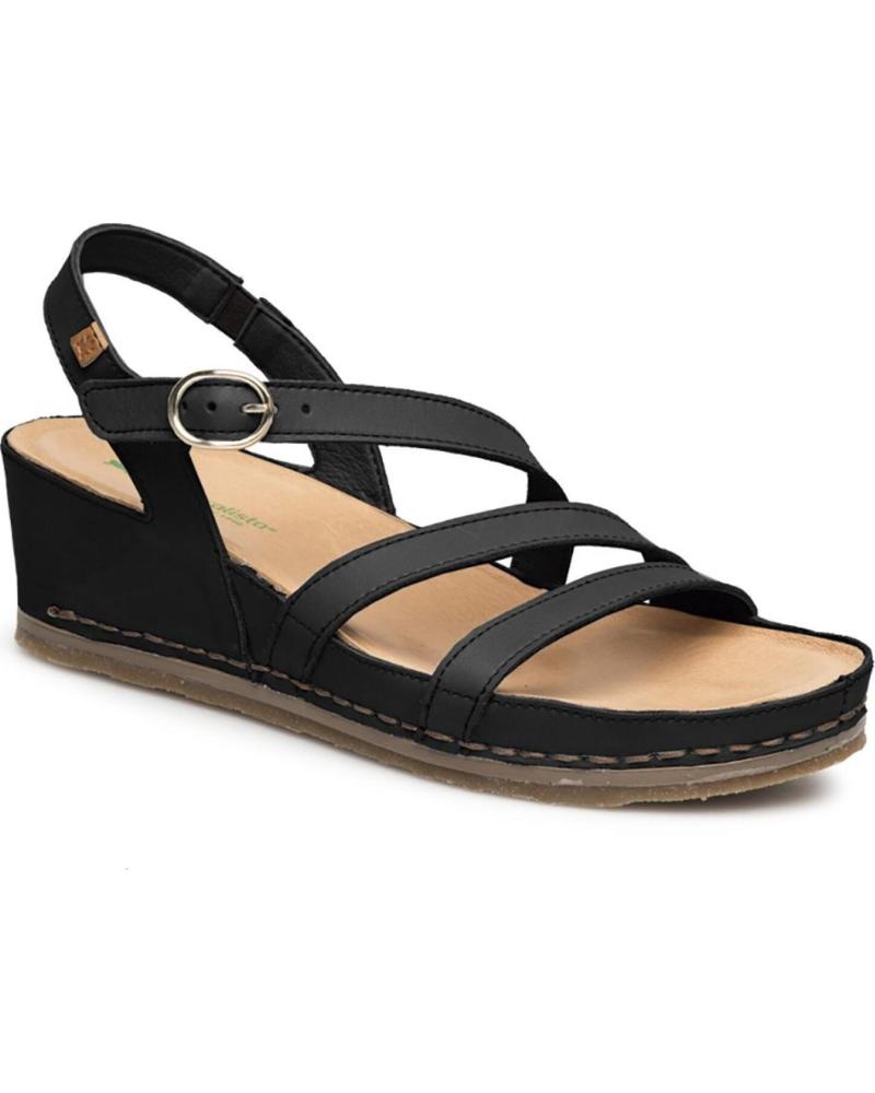 SANDALIA EL NATURALISTA PICUAL N5855 CON CUÑA, COLOR NEGRO NEGRO