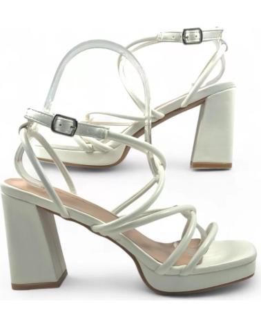 SANDALE À TALON ET PLATEFORME TIMBOS 132129 BLANC BLANCO