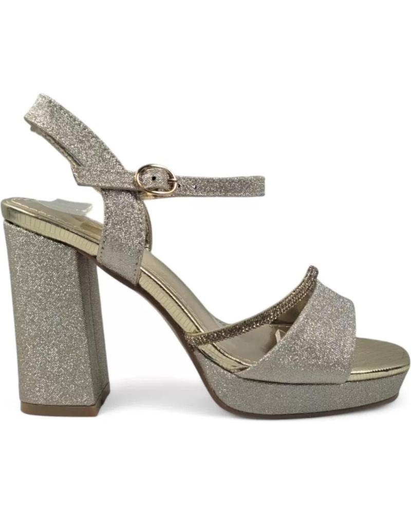 SANDALE À TALON ET PLATEFORME TIMBOS MODÈLE 132126 COULEUR OR AMARILLO