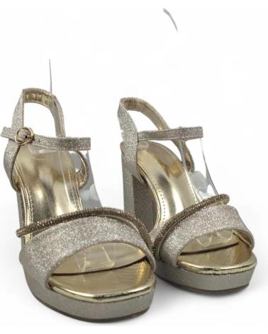 SANDALE À TALON ET PLATEFORME TIMBOS MODÈLE 132126 COULEUR OR AMARILLO