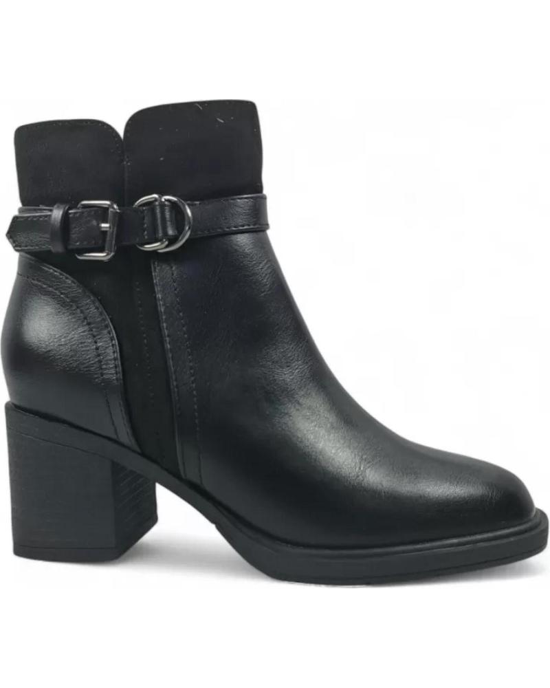 TIMBOS STIEFELETTE 132076 SCHWARZ | BLOCKABSATZ UND ZIERSCHNALLEN NEGRO