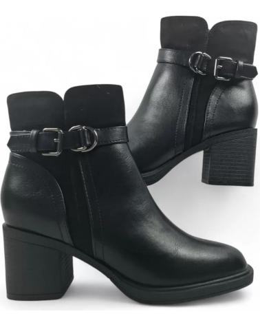 TIMBOS STIEFELETTE 132076 SCHWARZ | BLOCKABSATZ UND ZIERSCHNALLEN NEGRO