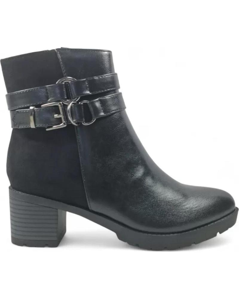 TIMBOS HEELED ANKLE BOOT 132071 BLACK WITH BUCKLES NEGRO