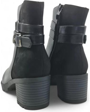 TIMBOS HEELED ANKLE BOOT 132071 BLACK WITH BUCKLES NEGRO