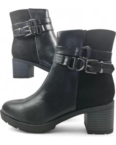 TIMBOS HEELED ANKLE BOOT 132071 BLACK WITH BUCKLES NEGRO
