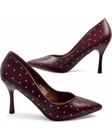 TIMBOS HEELED PUMPS MODEL 132005 WINE WITH DOTS ROJO