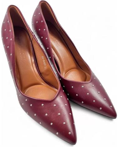 TIMBOS HEELED PUMPS MODEL 132005 WINE WITH DOTS ROJO