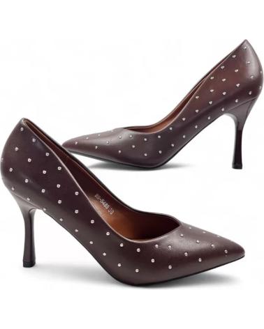 TIMBOS HEELED PUMPS MODEL 132003 BROWN WITH DOTS MARRóN