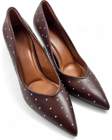 TIMBOS HEELED PUMPS MODEL 132003 BROWN WITH DOTS MARRóN
