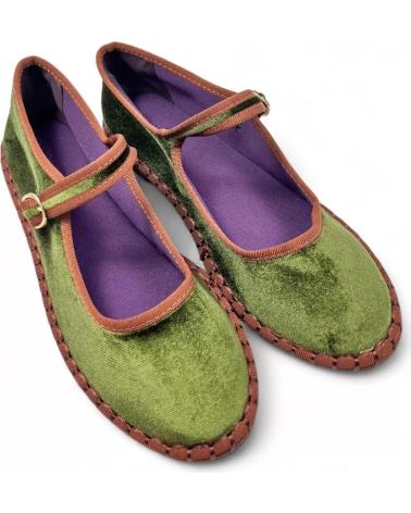 TIMBOS FLAT VELVET MARY JANE SHOES GREEN - MODEL 131995 VERDE