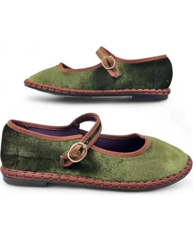 TIMBOS FLAT VELVET MARY JANE SHOES GREEN - MODEL 131995 VERDE