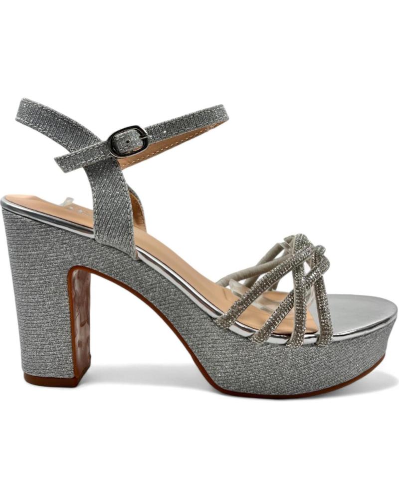TIMBOS PLATFORM HEEL PARTY SANDAL, MODEL 131649, SILVER PLATEADO