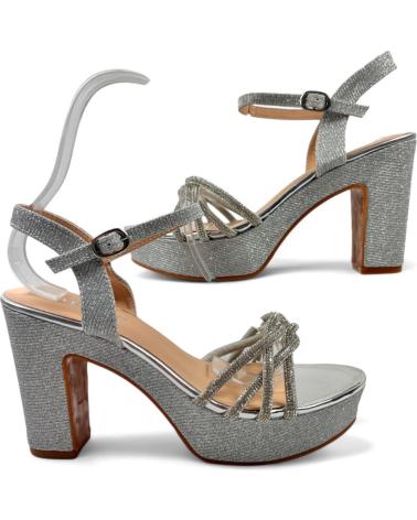 TIMBOS PLATFORM HEEL PARTY SANDAL, MODEL 131649, SILVER PLATEADO