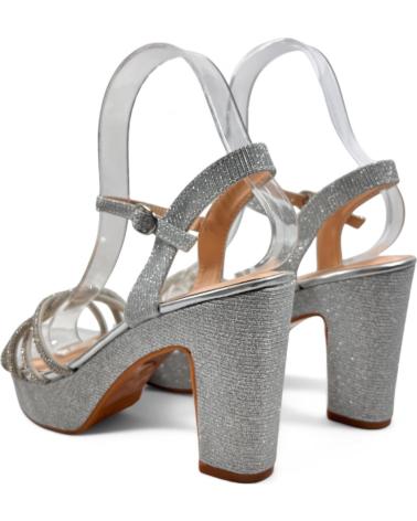 TIMBOS PLATFORM HEEL PARTY SANDAL, MODEL 131649, SILVER PLATEADO