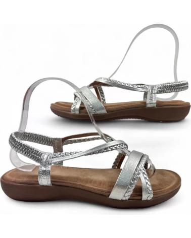 TIMBOS SANDALIA PLANA COMODA DE MUJER PLATA 131647 PLATEADO
