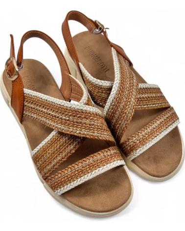 COMFORTABLE WEDGE SANDAL TIMBOS 131633 CAMEL BROWN MARRóN