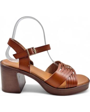 TIMBOS WOOD-EFFECT HEEL SANDAL, MODEL 131616, CAMEL COLOR MARRóN