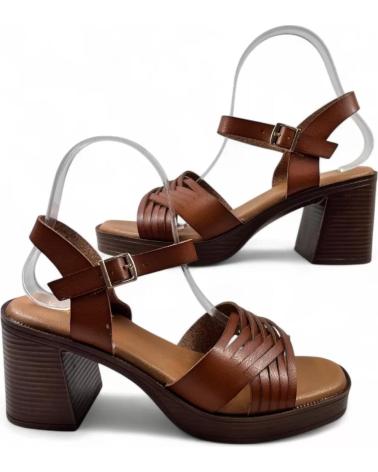 TIMBOS WOOD-EFFECT HEEL SANDAL, MODEL 131616, CAMEL COLOR MARRóN
