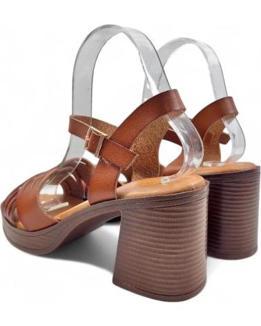 TIMBOS WOOD-EFFECT HEEL SANDAL, MODEL 131616, CAMEL COLOR MARRóN